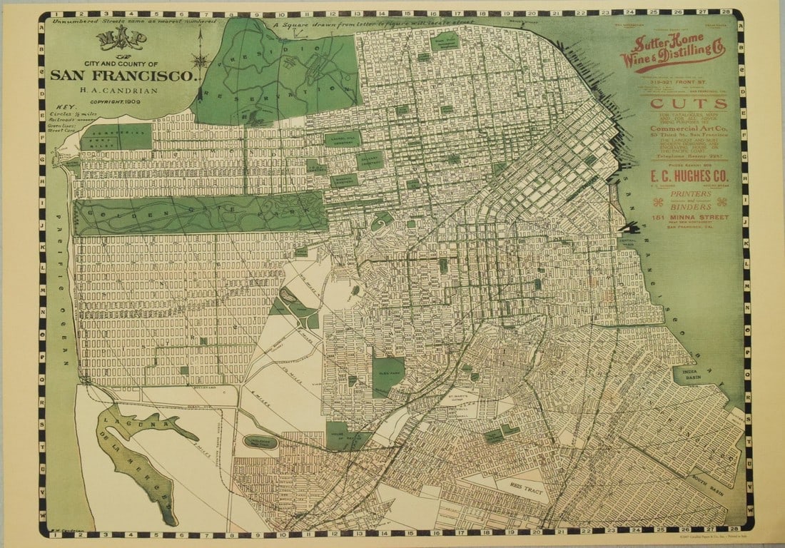 1909 but 2007 Map of the City and County of San Francisco -- Map of the City and County of San: Title: 1909 but 2007 Map of the City and County of San Francisco -- Map of the City and County of San Francisco Cartographer: H Candrian /Cavalli Paper Co. Year / Place: 1909 but 2007 Map Dimension (i