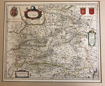 1634 Blaeu Map of Central Spain -- Utriusque Castiliae Nova Descriptio
