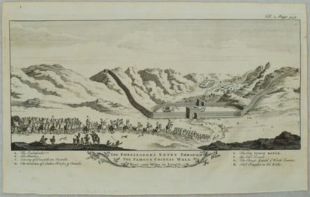 1744 View of the Great Wall of China -- The Embassadors Entry Through The Famous Chinese Wall Near