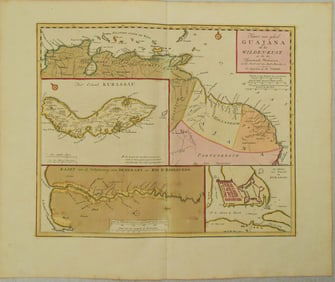 1769 Tirion Map of Northern South America and Curacao -- Kaart van Geheel Guajana of de Wilden-Kust,