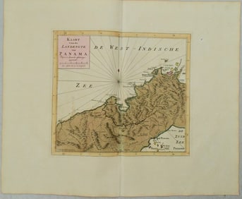 1769 Map of Isthmus of Panama -- Kaart van de Landengte van Panama