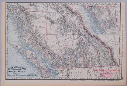 1894 Rand McNally Map of British Columbia -- Indexed Atlas of the World Map of British Columbia