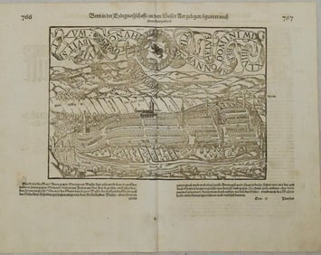 1614 Munster Map od Bern -- Bern in der Eydtgnoschafft an dem Wasser Aar Gelegen / Figuriert nach