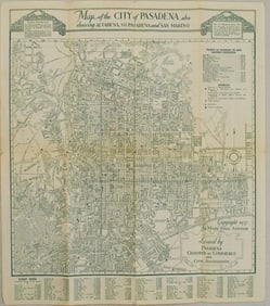 1937 Atwood Map of Pasadena, California -- Map of the City of Pasadena including Street Index and