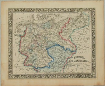 1860 Mitchell Map of Prussia and German States -- Prussia and German States