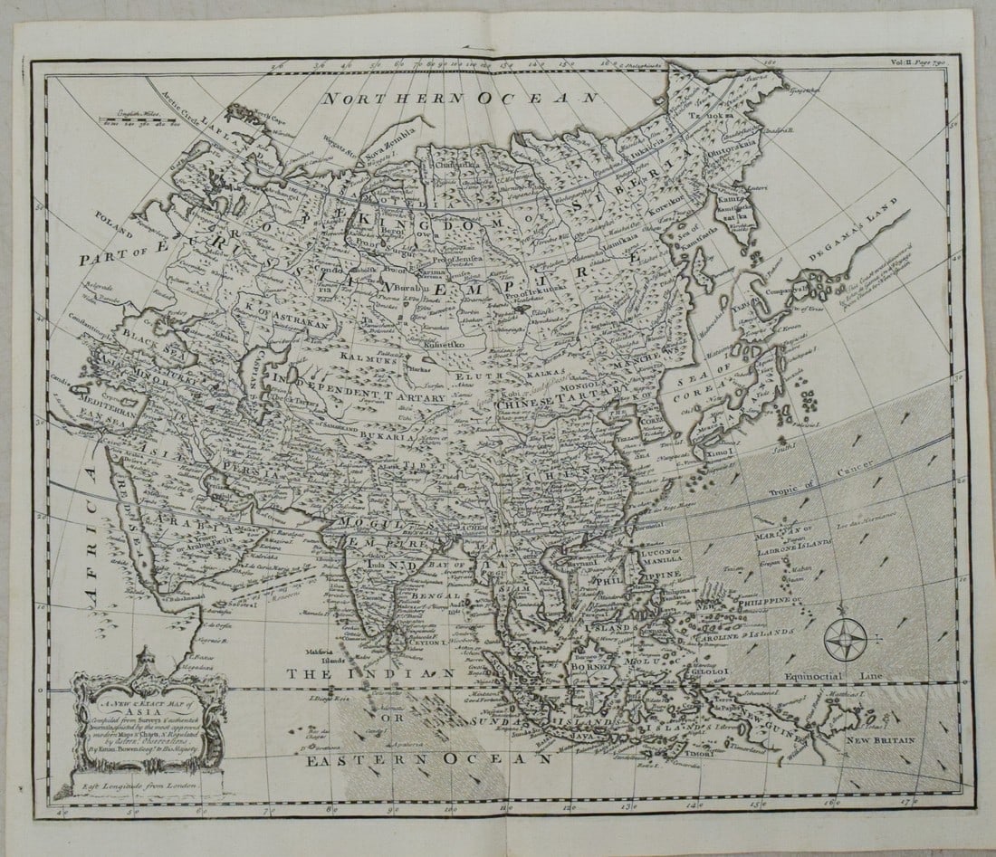 1744 Bowen Map of Asia -- A New & Exact Map of Asia Compiled from Surveys & authentick Journals (1 of 1)
