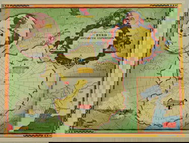 1934 Annand Map of Antarctica And Second Byrd Expedition -- Authorized Map of the Second Byrd