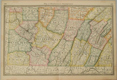 1885 Rand McNally Map of Southwestern Pennsylvania -- Map of Soutthwestern Pennsylvania