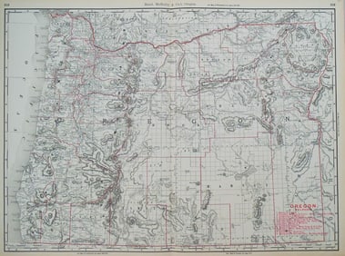 1891 Rand McNally Oregon [verso] Nevada -- Oregon [verso] Nevada