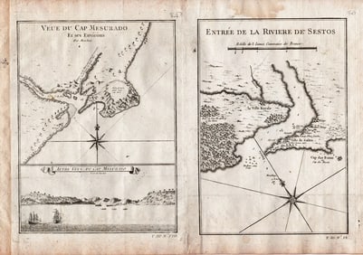 Bellin/Prevost: Cape Mesurado, now Monrovia / Cestos River, Liberia
