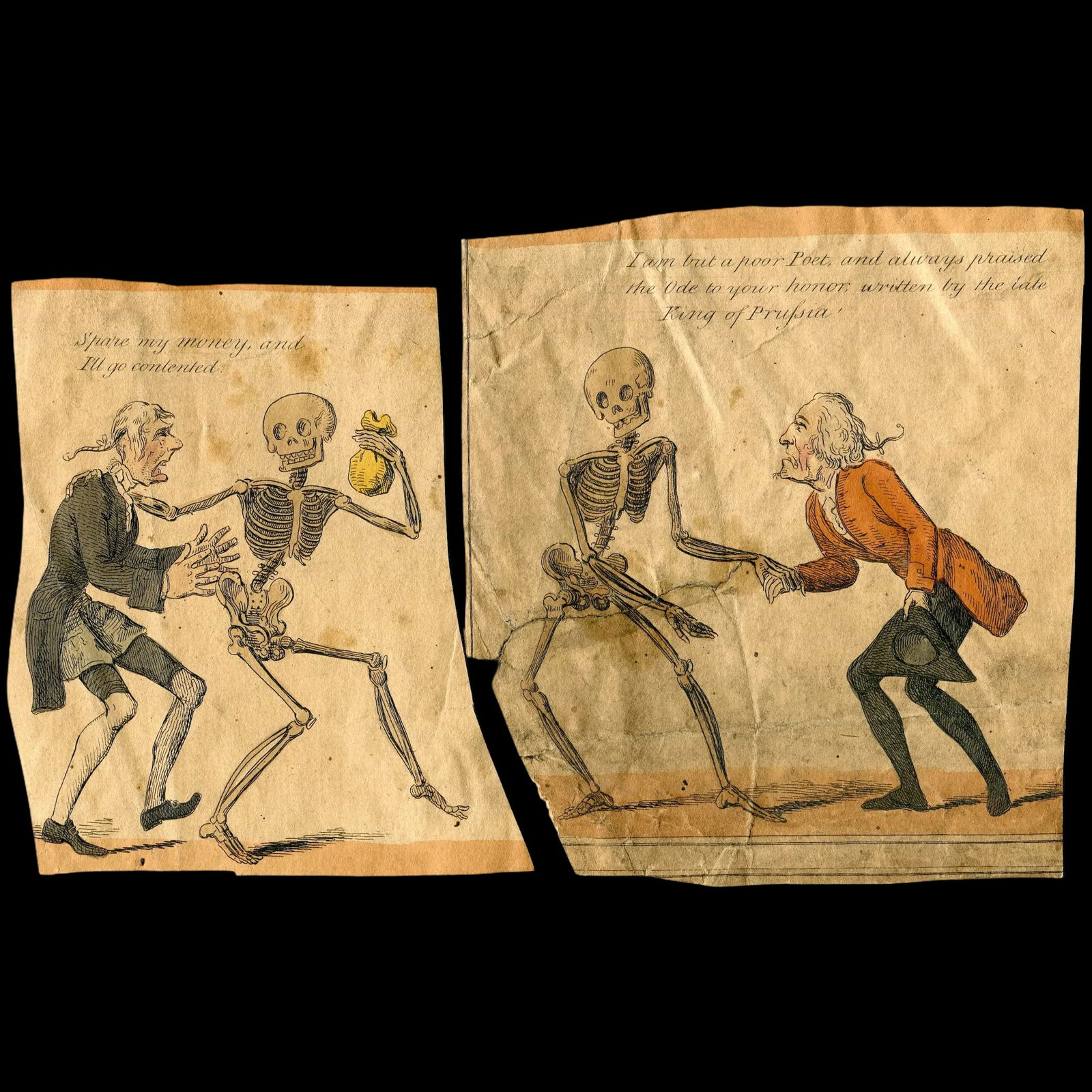 Dance of Death – Hand-Colored Satirical Engraving by Isaac Cruikshank after George Woodward (1 of 3)