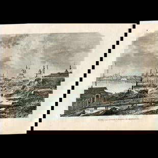 1880. Arkhangelsk, Russia: Arkhangelsk, Russia Title: La ciudad y puerto de Arkhangel. Engraver: Jean Gauchard (1825-1872). Artist: after Hubert Clerget (1818-1899). Production date: c.1880. Size: 30,4x21,5 cms. Condition: good