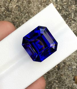 34.66 Carat Natural D Block Asccher Cut Tanzanite Gemstone: Details SKU Dimensions (mm) 18.100 x 18.100 x 13.300 mm Weight (cts) 34.660 Type Faceted Shape Asscher Colours Description Tanzanite is the blue to violet gem variety