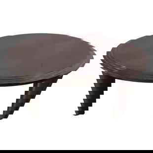 Dakota Jackson "Ocean" Round Honduran Mahogany Coffee Table: About the Item Dakota Jackson "Ocean" round coffee table, with hand-carved legs in solid Honduran mahogany supporting a Honduran mahogany top with stepped edge detail. Measurements: Height: 15" X Diam