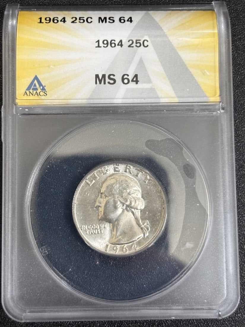 1964 Washington Silver Quarter - ANACS MS64 - Bright White! (1 of 2)
