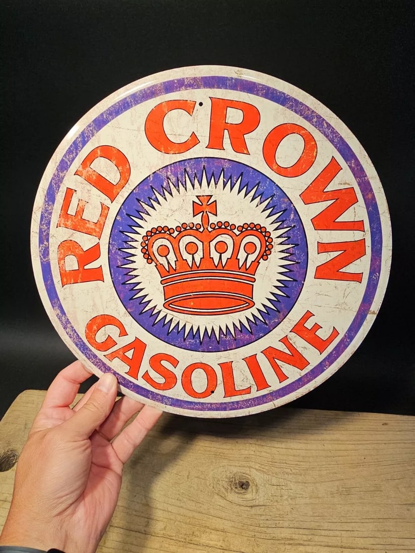 12" Round Metal Gasoline Sign Plaque (1 of 11)