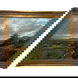 Impressionist Oil Painting Sussex Downs Chanctonbury Ring By Charles Neal C1981: Impressionist Oil Painting Sussex Downs Chanctonbury Ring By Charles Neal C1981 Description Sussex Downs, View to Chanctonbury Ring &#8211; Fine Large British Impressionist Landscape by Charles Neal (