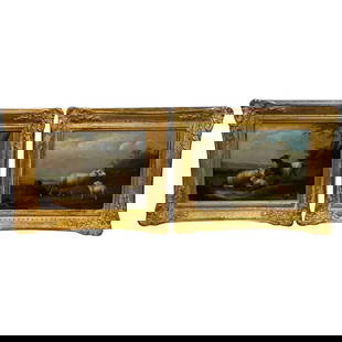 Pair Oil Paintings Sheep Lamb Goat Cattle Ducks Group By Franz van Severdonck: Pair Oil Paintings Sheep, Lamb,Goat, Cattle & Ducks Signed Franz van Severdonck Pair Fine Antique Belgium Work of Art Victorian Animal Oil Paintings Cattle Sheep, Lamb, Goat & Ducks. Subject landscape