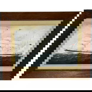 Victorian Painting Brocklebank Line Four Masted Barque Steel Hull Ship Sindia: Victorian Painting Brocklebank Line Four Masted Barque Steel Hull Ship Sindia 1 Fine Historical 19th Century Victorian Painting Brocklebank Line Four Masted Barque Steel Hull Ship Ship Sindia . Impres