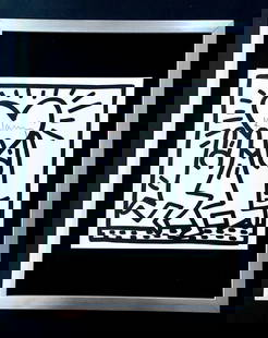 KEITH HARING + SIGNED VINTAGE PRINT FRAMED + BUY IT NOW!!: This is a Beautiful and Scarce Vintage 1989 Print after Keith Haring FACSIMILE SIGNED IN RED INK Print is about 8x8in. Mounted and Framed covering an area of 15x12 in. Printed in Bond Paper after the