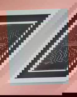 KEITH HARING + VINTAGE 1989 PRINT SIGNED MOUNTED AND FRAMED + BUY IT NOW!: This is a Beautiful and Scarce Vintage 1989 Print after Keith Haring FACSIMILE SIGNED IN INK Mounted in an 11x14in acid free blackboard and Framed covering an area of 15x12 in. Printed in Paper after