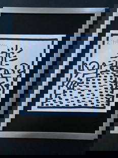 KEITH HARING + SIGNED VINTAGE PRINT FRAMED + BUY IT NOW!: This is a Beautiful and Scarce Vintage 1989 Print after Keith Haring FACSIMILE SIGNED IN RED INK Print is about 8x8in. Mounted and Framed covering an area of 15x12 in. Printed in Bond Paper after the