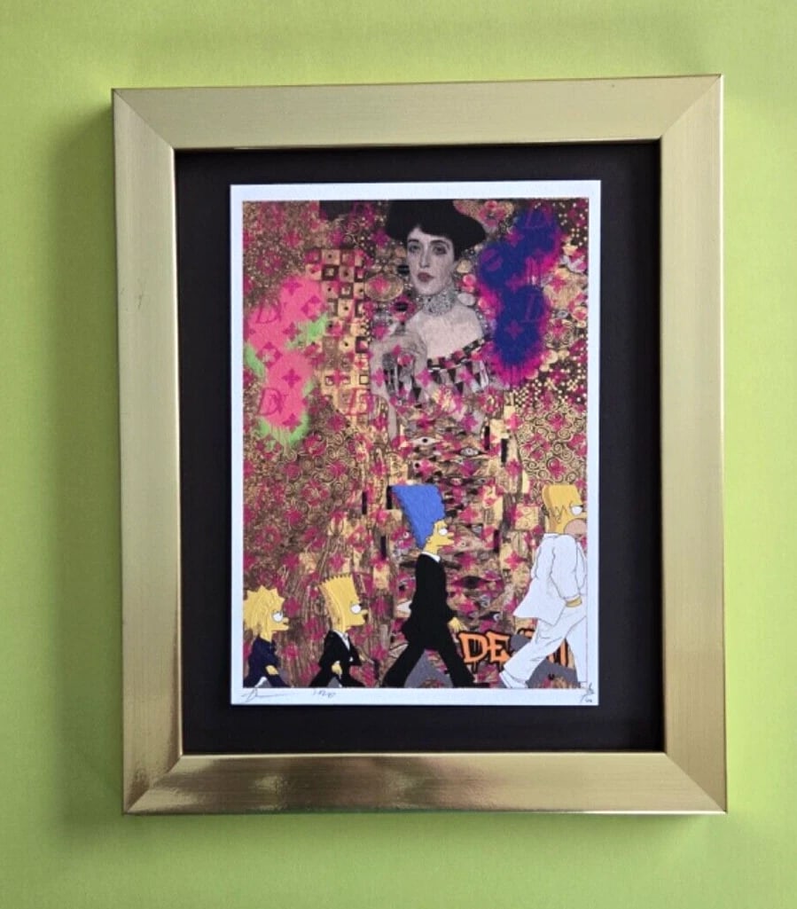 DEATH NYC Signed Original Hand Signed Print Framed LtEd COA Klimt Simpsons (1 of 2)