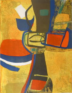 1965 Maurice Esteve Origimal Lithograph Corne a Licou XX Siecle: Artist: Maurice Esteve Title: Corne a licou Medium: Original Lithograph Marks: Not signed or numbered Paper Size: 12.50 x 9.50 inch Printed: 1965 by Mourlot Provenance: XX Siecle 25 Condition: F