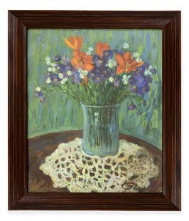 Bouquet - oil painting: Dimensions: 48 x 56 cm (19" x 22") Condition: good Furnishings: framed FREE shipping worldwide (shipping costs are included in the lot price), securely, reliable packing Certificate of authenticity (C