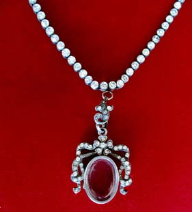 Antique Edwardian Sterling Silver 17-Inch Paste Necklace With Matching Locket: Edwardian Silver Paste Riviere Necklace With Matching Locket Circa. 1905-1915 United Kingdom Absolutely exquisite Edwardian necklace with pristine matching locket. Rare quality silver necklace with ro