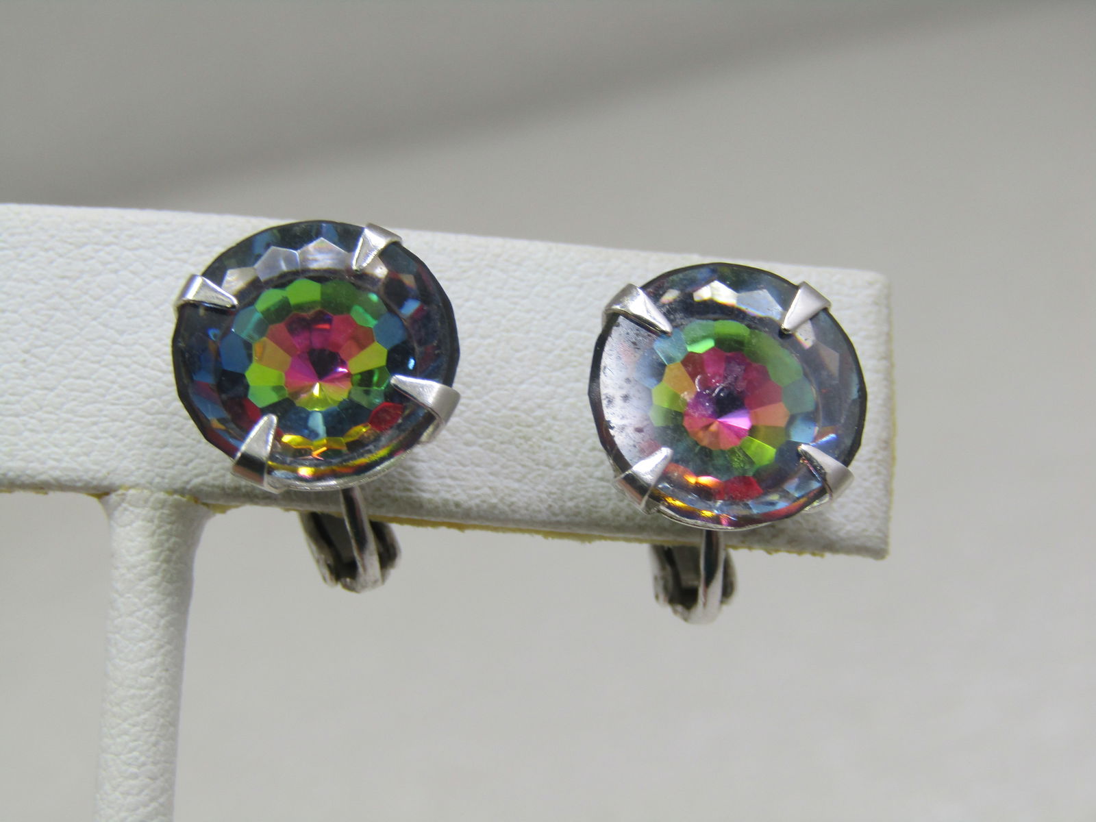 Vintage Reverse Watermelon Rivoli Clip Earrings, Sarah Coventry (1 of 6)