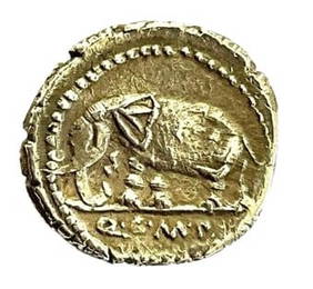 Roman Republic, 81 B.C.E. Silver Denarius, Pietas / Elephant