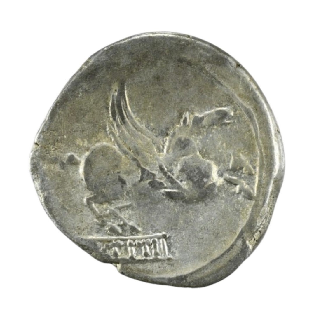 Roman Republic, 90 B.C.E. Silver Denarius, Mutinus Titinus / PEGASUS (1 of 2)