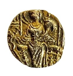 Ancient India, Kushan Empire, Kipunada c. 335 - 375 C.E. Gold Dinara. Rev: Lakshmi (Ardochsho) (1 of 2)