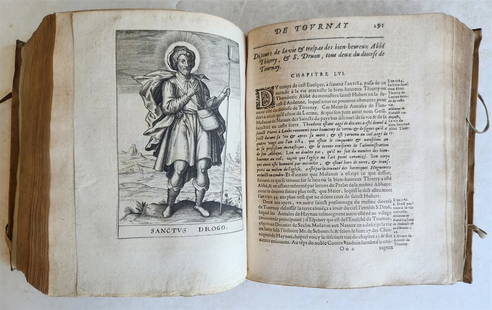 1619 HISTORY of TOURNAY BELGIUM antique ILLUSTRATED vellum bound: Histoire de Tournay ou Quatre livres des chroniques, annales, ou demonstrations du christianisme de l'evesche de Tournay [..]. by COUSIN, Jean Dovay; 1619-1620 4 parts in one volume Illustrated with 2