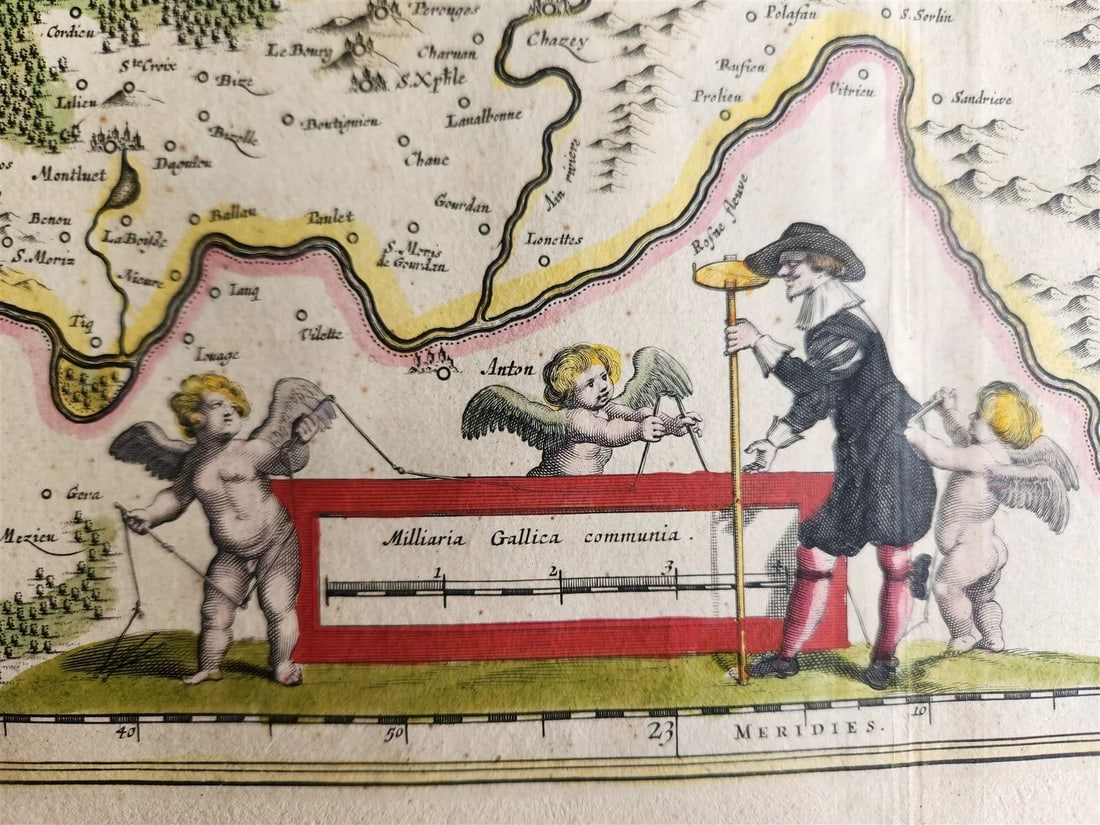 1640 MAP of FRANCE BRESSE by WILLEM BLAEU antique AUTHENTIC hand colored (1 of 4)