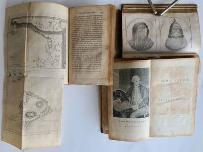 1796 VOYAGES of CAPTAIN COOK 4 vols 1st US EDITION ILLUSTRATED antique ENGLISH: James Cook (United Kingdom, 1728-1779) and James King (United Kingdom, 1750-1794). A voyage to the Pacific Ocean for making discoveries in the Northern Hemisphere: performed under the direction of Cap