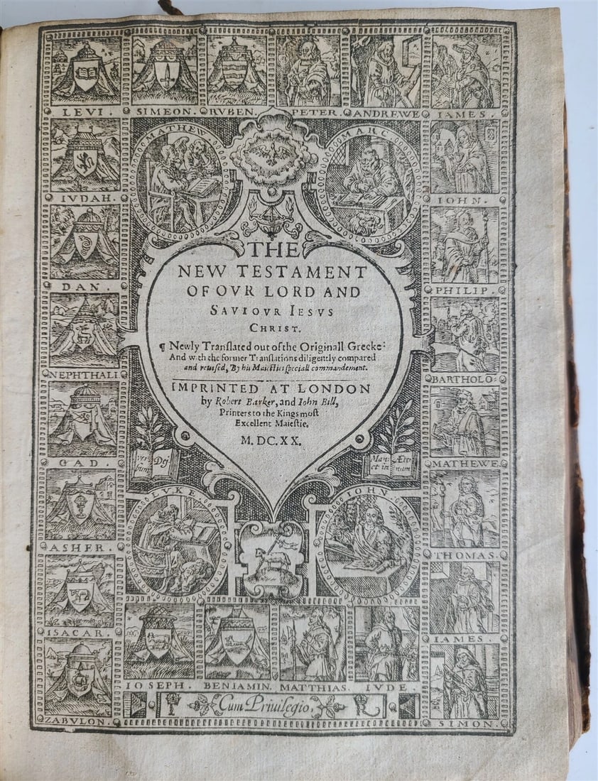 1619-1620 BIBLE in ENGLISH by B.Norton,J.Bill,Robert Barker antique ILLUSTRATED: The Holy Bible, Containing the Old Testament and the New: Newly Translated out of the Originall Tongue And with the former Translations diligently compared and revised. London: Bonham Norton and John