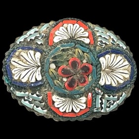 Vintage Italian Mosaic Glass Inlay Brooch/Pin
