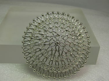 Vintage Silver Tone Large Round Brooch, Filigree, Sarah Coventry, 1970's