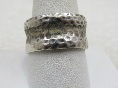 Silpada Sterling Silver 14mm Hammered Modern Ring, Unisex, Size 10.5