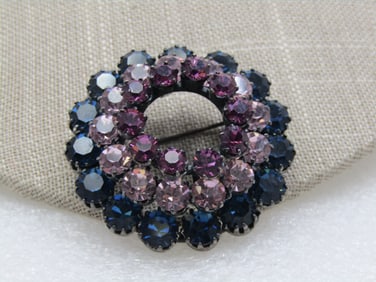 Vintage Austria Blue Purple Crystal Brooch, 1940's-1950's