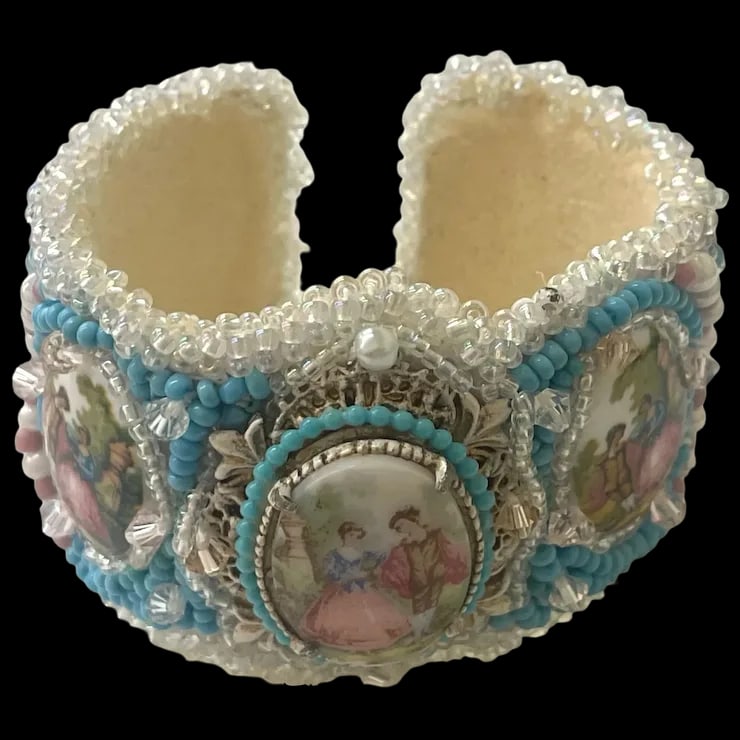 Vintage Handmade Artisan Beaded Bracelet/Cuff (1 of 6)