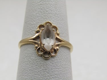 Vintage 10kt Clear Stone Ring, Sz. 5, Signed PSCO-P