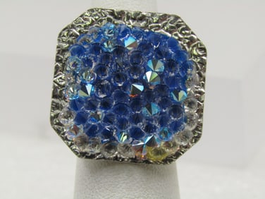 Vintage Faux Druzy Quartz Ring, Adjustable 6-9.