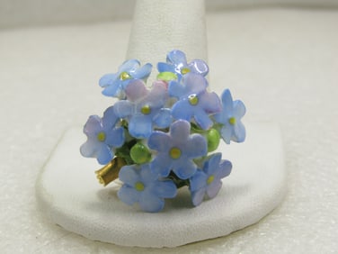 Vintage Porcelain Forget-me-Not Brooch, Cara China Staffordshire England