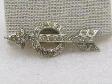 Vintage Art Deco Rhinestone Arrow Brooch, 1920's, C-Clasp, Signed Goody