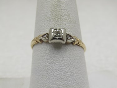 Early 1900's 14kt Diamond Engagement Ring, Sz. 8.5, Two-Tone