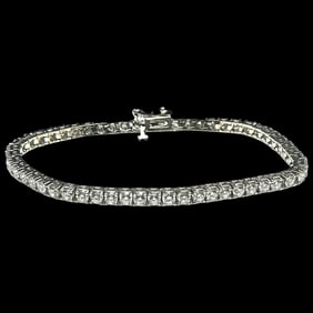 Estate 18k White Gold 4.5 Carat Diamond Tennis Bracelet