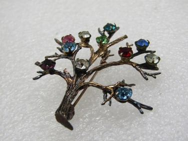 Vintage Sterling Mother's/Grandmother's Family Tree Brooch, Catamore Signed